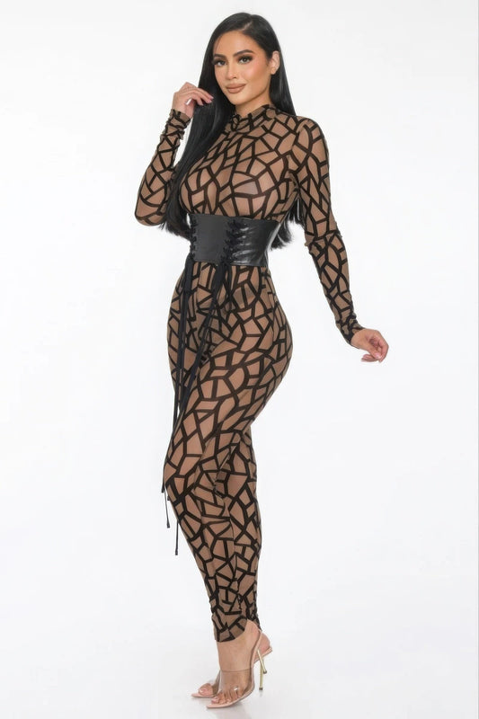 Geometric Printed Jersey Jumpsuit - AV Fashion’s
