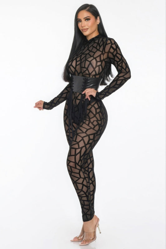 Geometric Printed Jersey Jumpsuit - AV Fashion’s