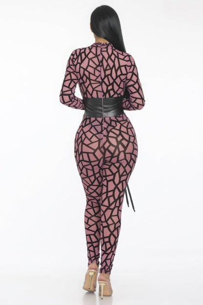 Geometric Printed Jersey Jumpsuit - AV Fashion’s
