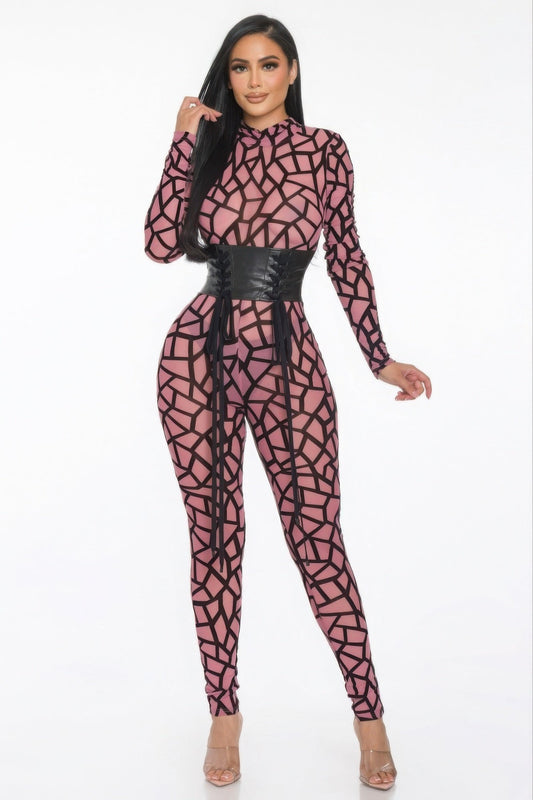 Geometric Printed Jersey Jumpsuit - AV Fashion’s