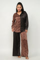 Half Animal Print And Half Solid Top And Pants Set - AV Fashion’s