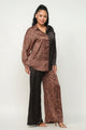 Half Animal Print And Half Solid Top And Pants Set - AV Fashion’s