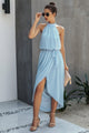 Halter Neck Empire Waist Spilt Dress - AV Fashion’s