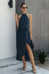 Halter Neck Empire Waist Spilt Dress