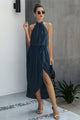 Halter Neck Empire Waist Spilt Dress - AV Fashion’s