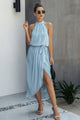 Halter Neck Empire Waist Spilt Dress - AV Fashion’s