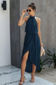 Halter Neck Empire Waist Spilt Dress - AV Fashion’s