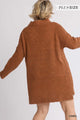 High Cowl Neck Bouclé Long Sleeve Sweater Dress - AV Fashion’s