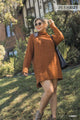 High Cowl Neck Bouclé Long Sleeve Sweater Dress - AV Fashion’s
