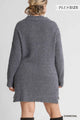 High Cowl Neck Bouclé Long Sleeve Sweater Dress - AV Fashion’s