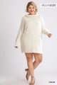 High Cowl Neck Bouclé Long Sleeve Sweater Dress - AV Fashion’s