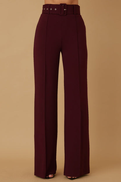 High Waist Pants With Buckle Belt - AV Fashion’s