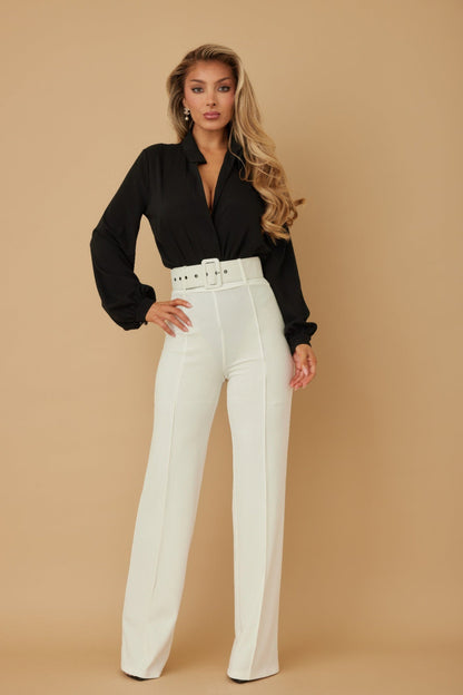 High Waist Pants With Buckle Belt - AV Fashion’s