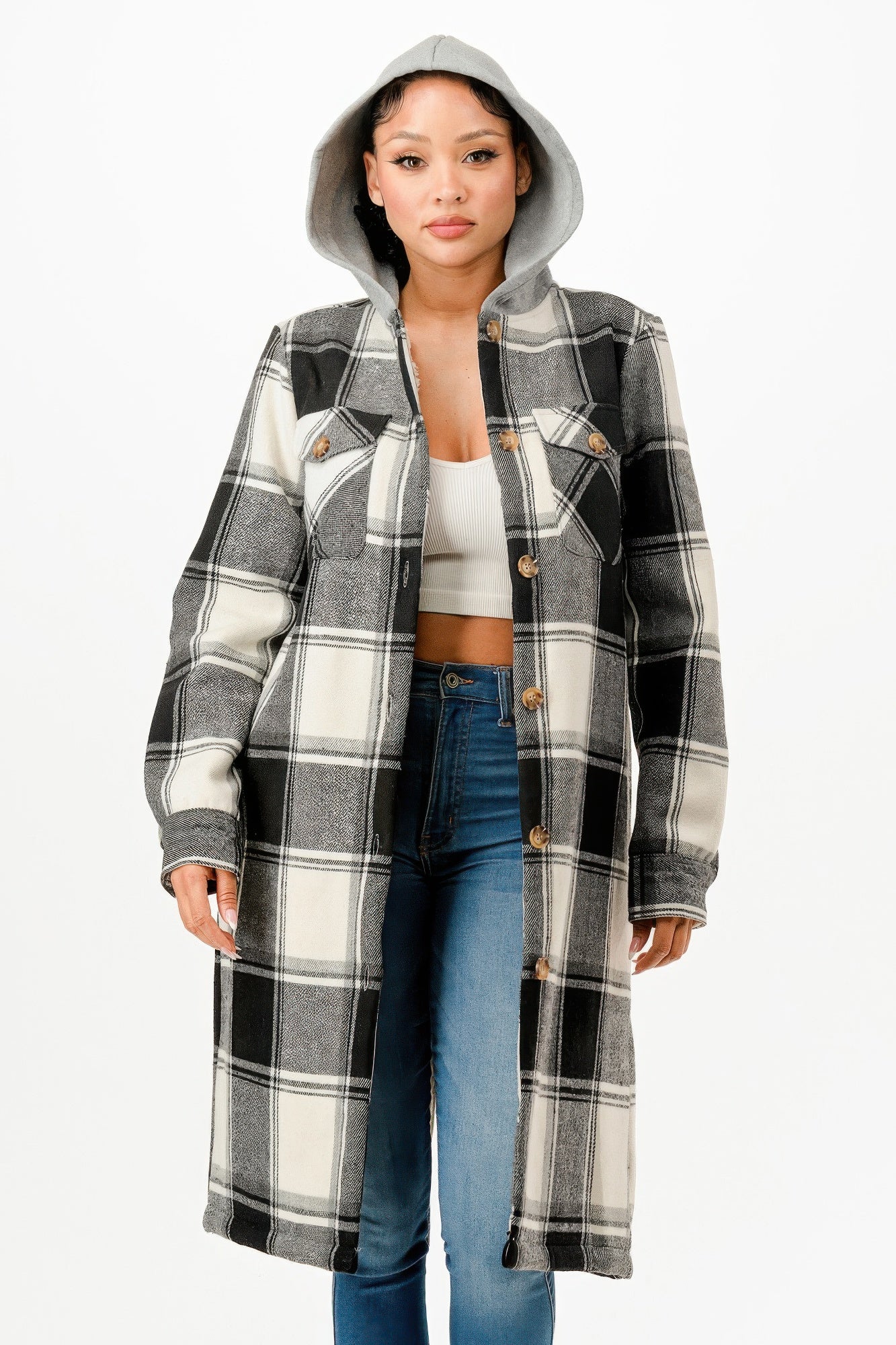 Hooded Plaid Coat - AV Fashion’s