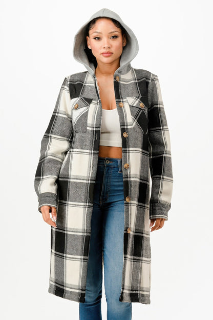 Hooded Plaid Coat - AV Fashion’s