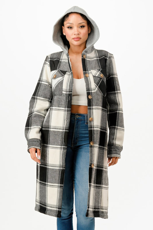 Hooded Plaid Coat - AV Fashion’s