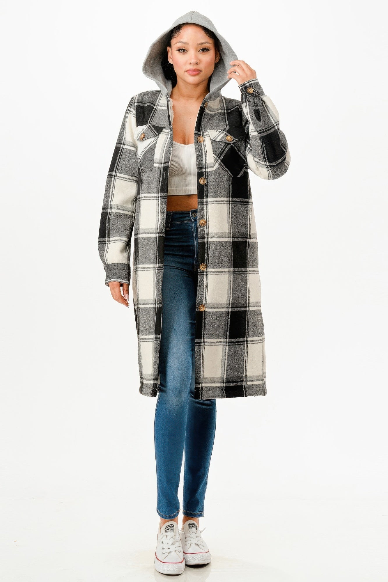 Hooded Plaid Coat - AV Fashion’s