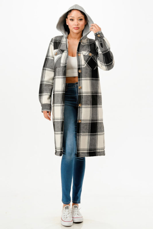 Hooded Plaid Coat - AV Fashion’s