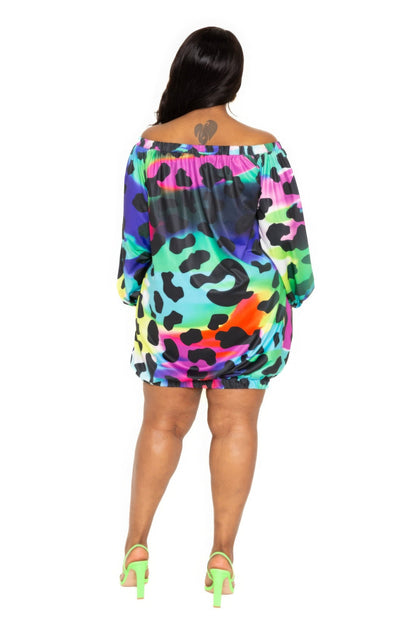 Leopard off shoulder bubble mini dress - AV Fashion’s