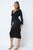 Long Sleeve Midi Dress With Low V Neck Front And Back With Ruching On Sides And Chest - AV Fashion’s