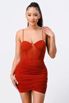 Luxe Glitter Front Mesh Ribbed Cami Mini Dress - AV Fashion’s