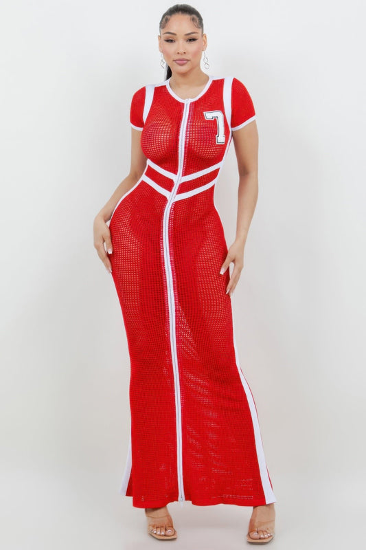 Netting 2 Way Front Zipper Maxi Dress - AV Fashion’s