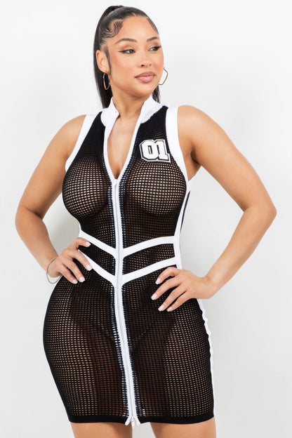 Netting 2 Way Zipper Mini Dress - AV Fashion’s