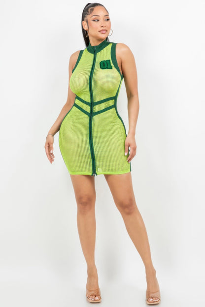 Netting 2 Way Zipper Mini Dress - AV Fashion’s