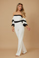 Off Shoulder Black N White Color Combo Jumpsuit - AV Fashion’s