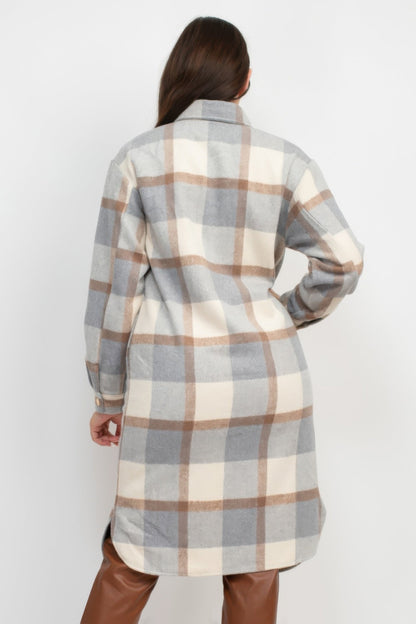 Plaid Buttoned Shacket Coat - AV Fashion’s