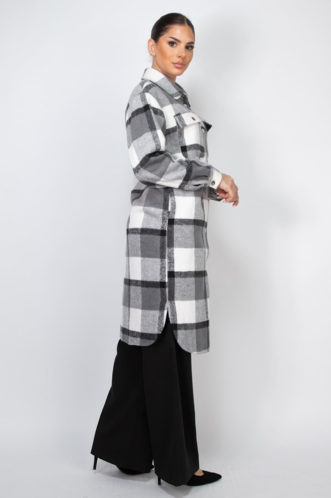 Plaid Buttoned Shacket Coat - AV Fashion’s