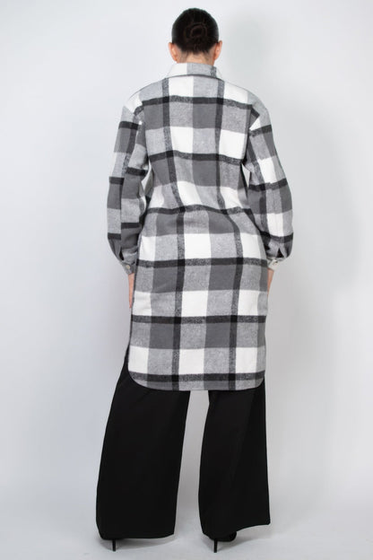 Plaid Buttoned Shacket Coat - AV Fashion’s