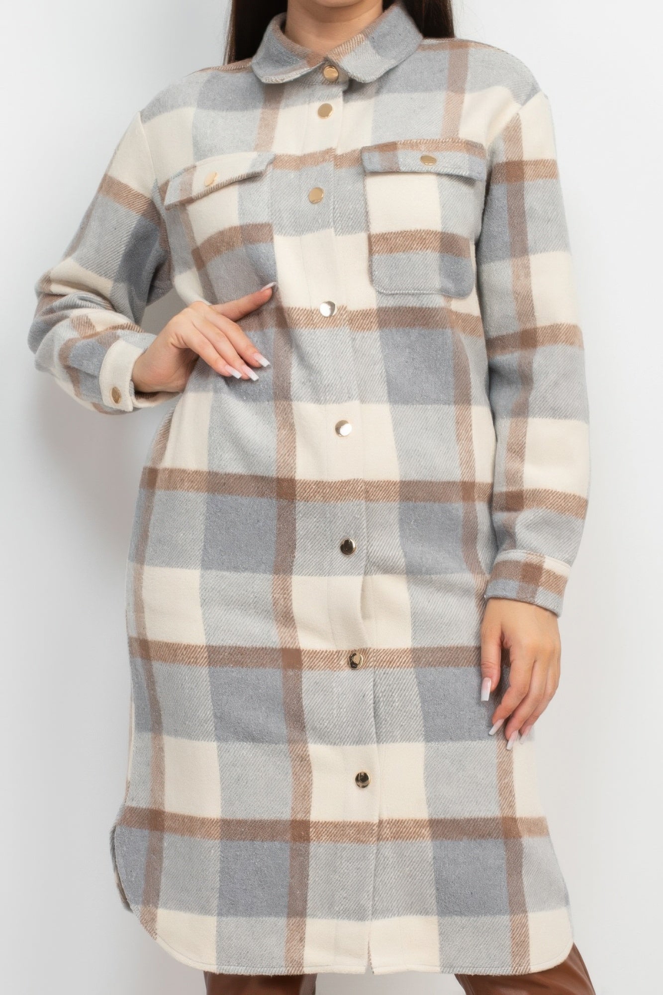 Plaid Buttoned Shacket Coat - AV Fashion’s