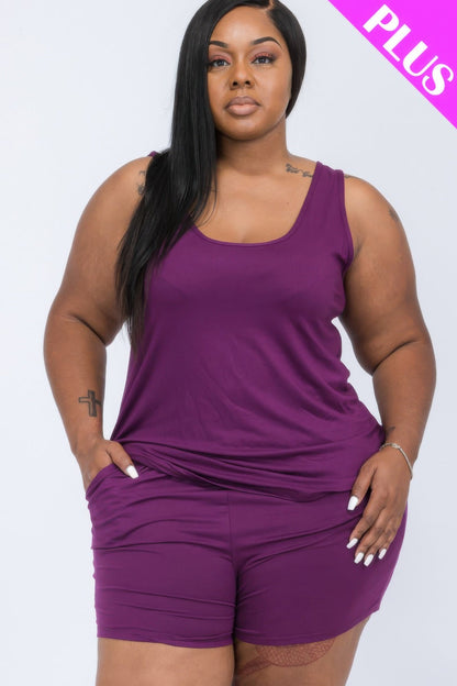 Plus Comfy Tank Top & Shorts Set - AV Fashion’s