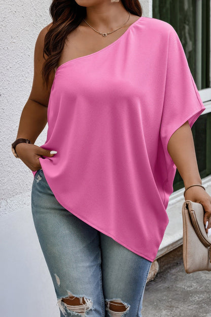 Plus One Shoulder Solid Casual Loose Fit Shirt - AV Fashion’s