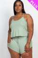 Plus Ribbed Strappy Top And Shorts Set - AV Fashion’s