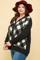 Plus Size Buffalo Plaid Knit Button Up Oversize Cardigan - AV Fashion’s