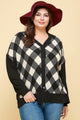 Plus Size Buffalo Plaid Knit Button Up Oversize Cardigan - AV Fashion’s