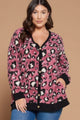 Plus Size Cozy Animal Mir Print With Brush Button Up Cardigan - AV Fashion’s