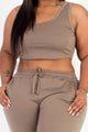 Plus Size French Terry Cropped Tank Top & Joggers Set - AV Fashion’s