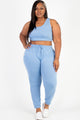 Plus Size French Terry Cropped Tank Top & Joggers Set - AV Fashion’s