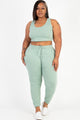 Plus Size French Terry Cropped Tank Top & Joggers Set - AV Fashion’s
