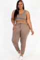 Plus Size French Terry Cropped Tank Top & Joggers Set - AV Fashion’s