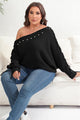 Plus Size One Shoulder Beaded Sweater - AV Fashion’s