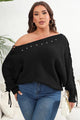Plus Size One Shoulder Beaded Sweater - AV Fashion’s