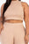 Plus Size Ribbed Mock Neck Crop Tank Top& Bootcut Pants Set - AV Fashion’s