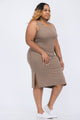 Plus Size Ribbed Side Slit Tank Midi Dress - AV Fashion’s