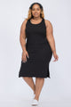 Plus Size Ribbed Side Slit Tank Midi Dress - AV Fashion’s