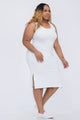 Plus Size Ribbed Side Slit Tank Midi Dress - AV Fashion’s
