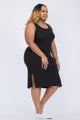 Plus Size Ribbed Side Slit Tank Midi Dress - AV Fashion’s